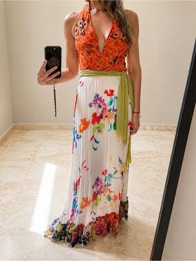 Petit Pois by Viviana G Floral Mesh Chiffon Maxi Dress